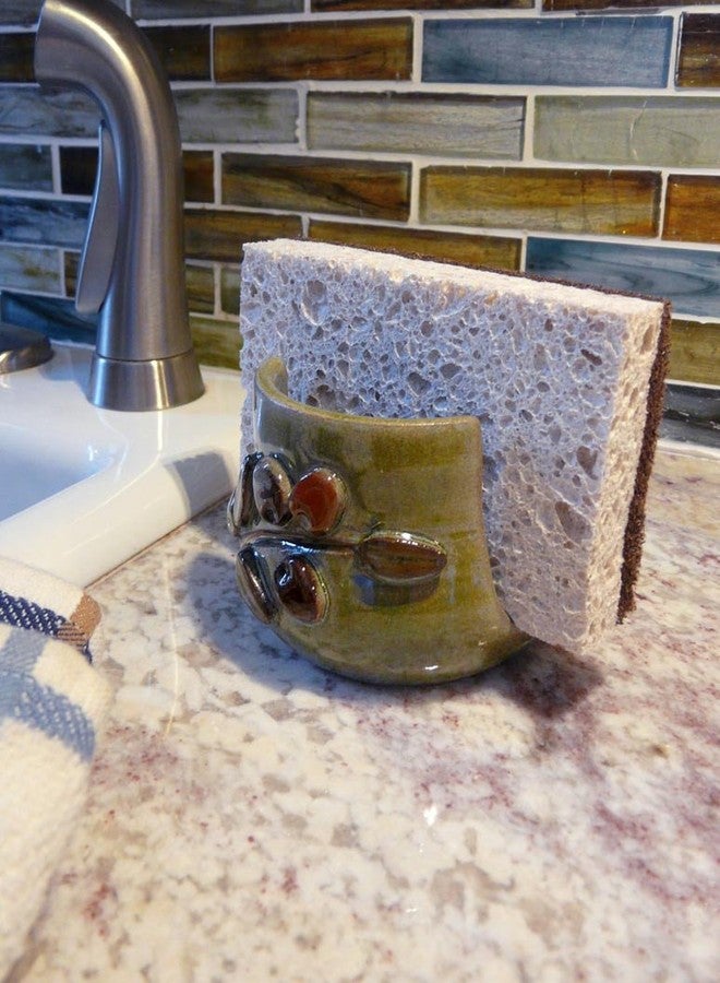 Modern Artisans American Handmade Pottery Kitchen Sponge Holder, Mediterranean Olive Branch Motif - Image 5